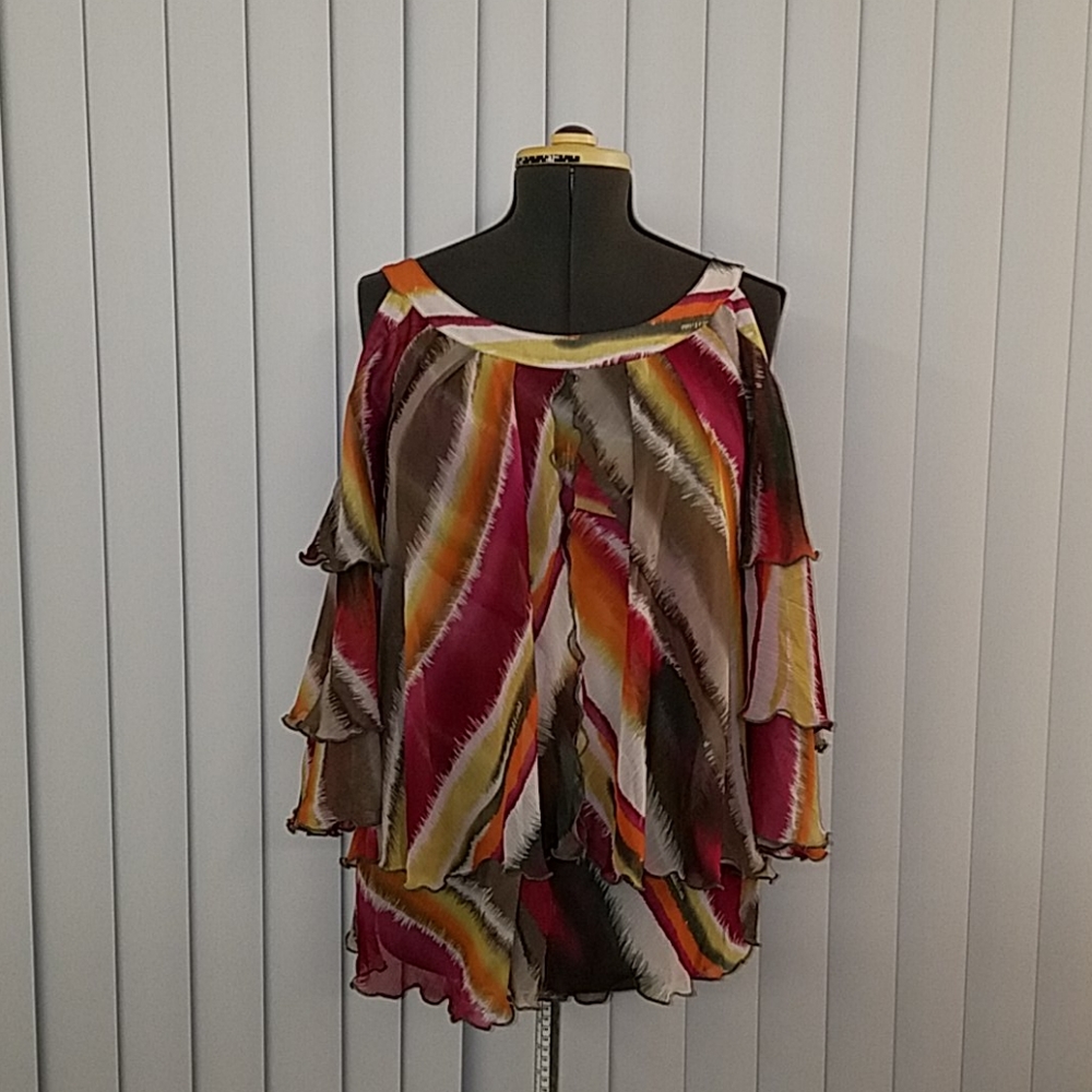 Hot in Hollywood multicolored cutout blouse